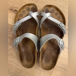 Birkenstock Silver Maydari Birkiflor Sandals sz 40